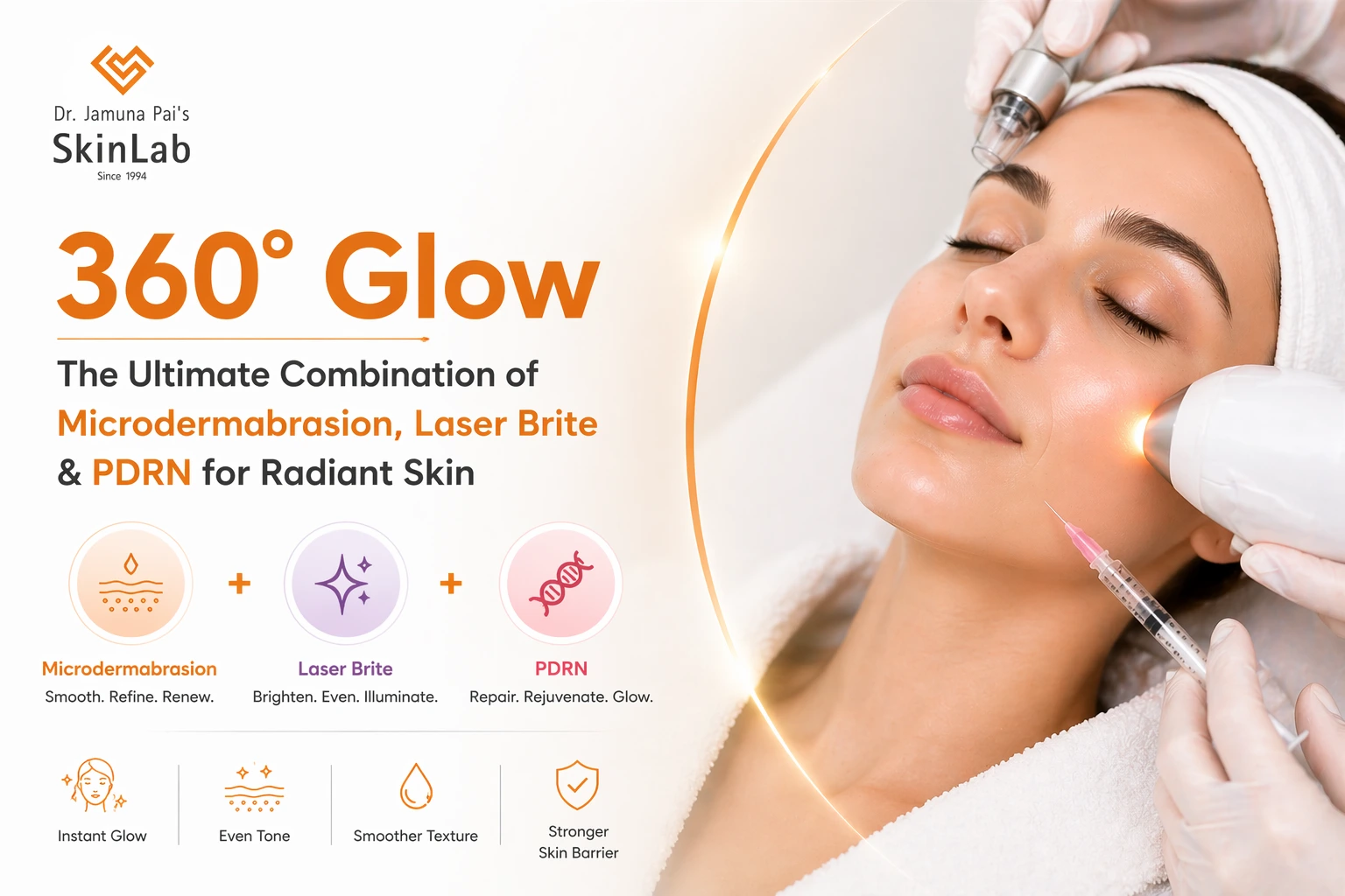 360° Glow: The Ultimate Combination of Microdermabrasion, Laser Brite & PDRN for Radiant Skin
